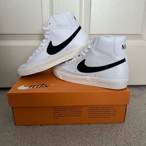 Nike White and Black High-Top Sneakers